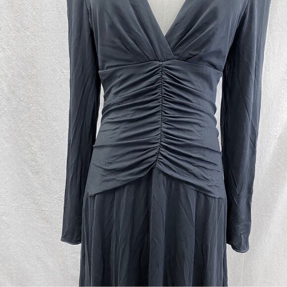 Kay Unger black ruched A Line knee length open back evening dress size 10 - Picture 12 of 15